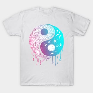Dual Color Yin Yang Crystals and The Night Sky T-Shirt